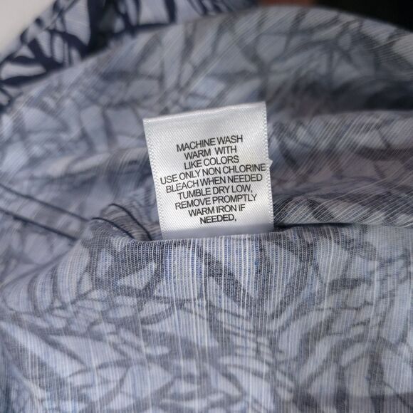 Button Long Sleeve Collared Shirt Mens Lg NWT Blue Tropical Lightweight Cotton - Picture 14 of 14